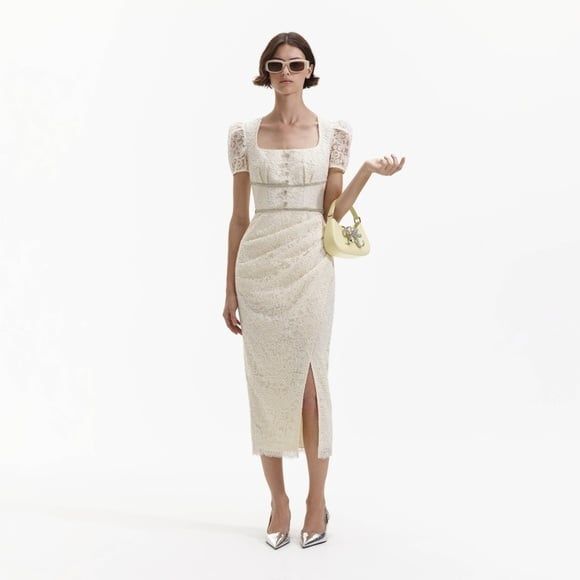 Self-Portrait Dresses & Skirts - NWOT Self-Portrait CREAM LACE DIAMANTE MIDI DRESS US4/UK8